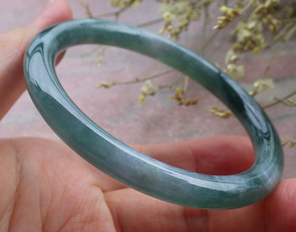 Certified Icy Green Burma 100% Natural A JADE Jadeite Circle Bangle Bracelet 56 mm 手镯 649481 TN