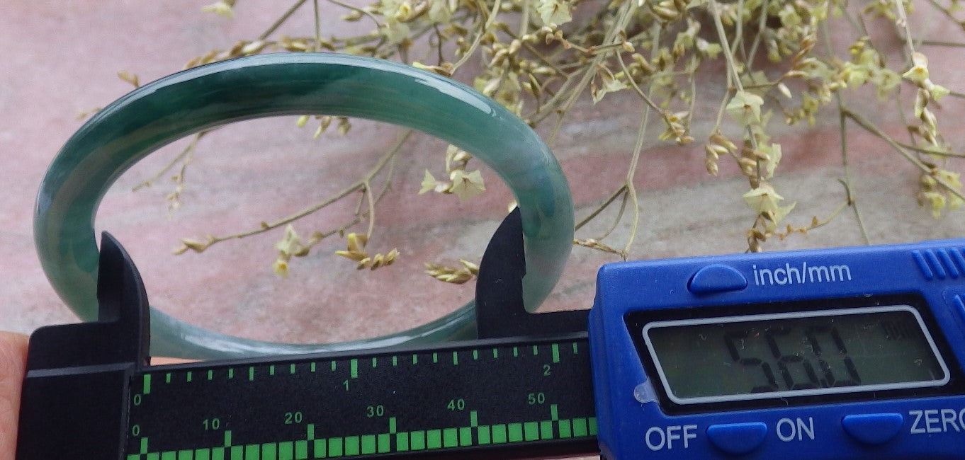 Certified Icy Green Burma 100% Natural A JADE Jadeite Circle Bangle Bracelet 56 mm 手镯 649481 TN