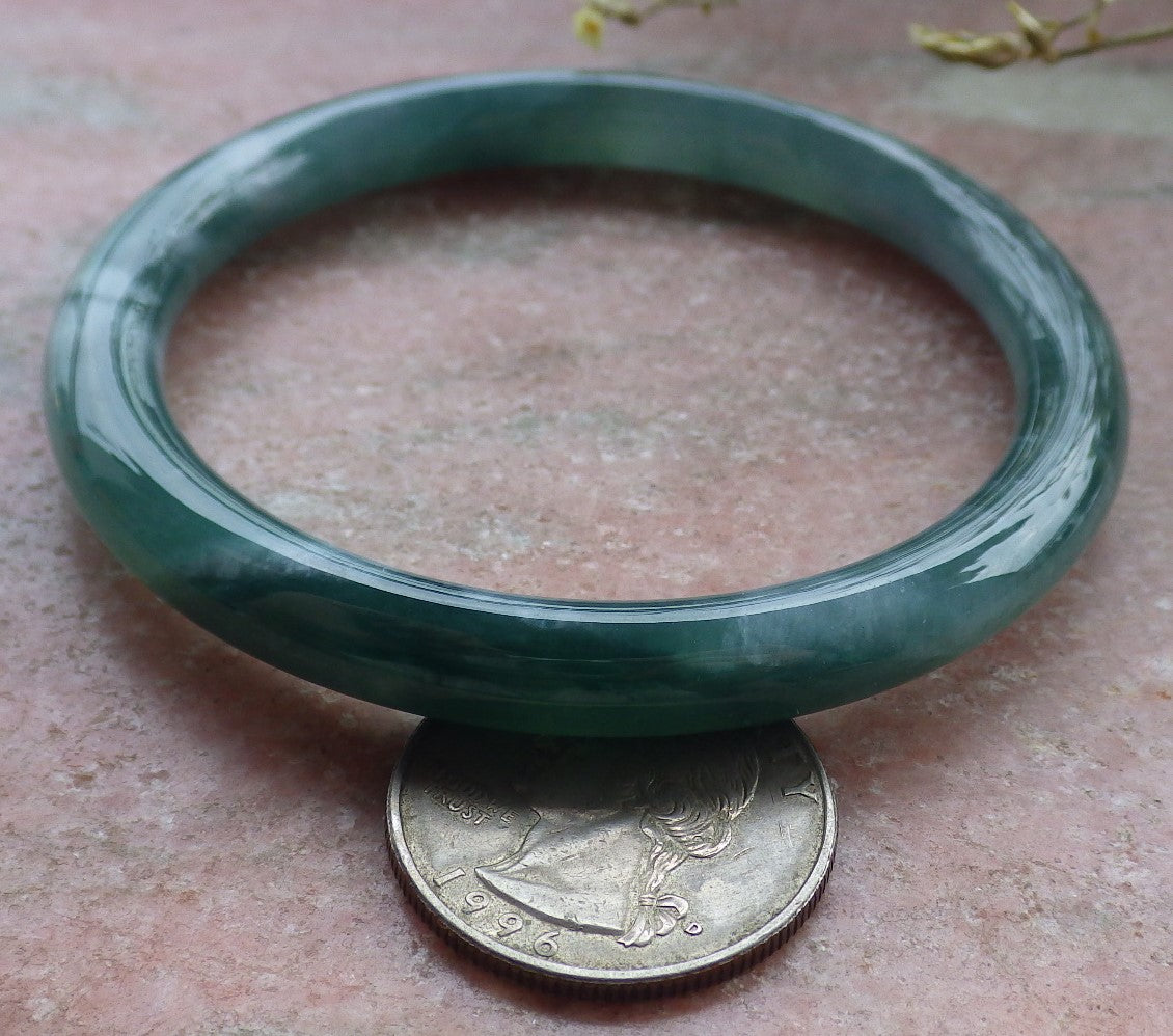 Certified Icy Green Burma 100% Natural A JADE Jadeite Circle Bangle Bracelet 56 mm 手镯 649481 TN