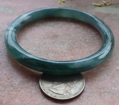 Certified Icy Green Burma 100% Natural A JADE Jadeite Circle Bangle Bracelet 56 mm 手镯 649481 TN