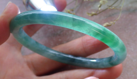 Certified Icy Green Burma 100% Natural A JADE Jadeite Circle Bangle Bracelet 57 mm 手镯 649493 TN