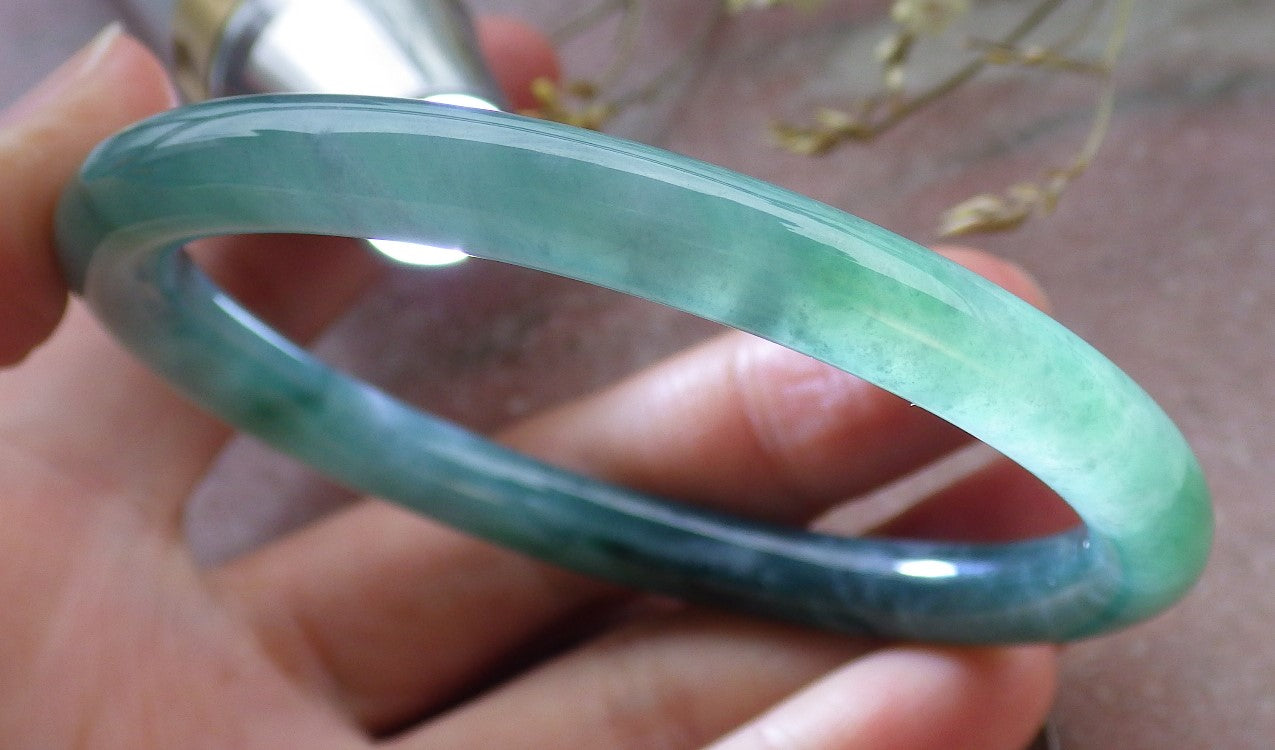 Certified Icy Green Burma 100% Natural A JADE Jadeite Circle Bangle Bracelet 57 mm 手镯 649493 TN