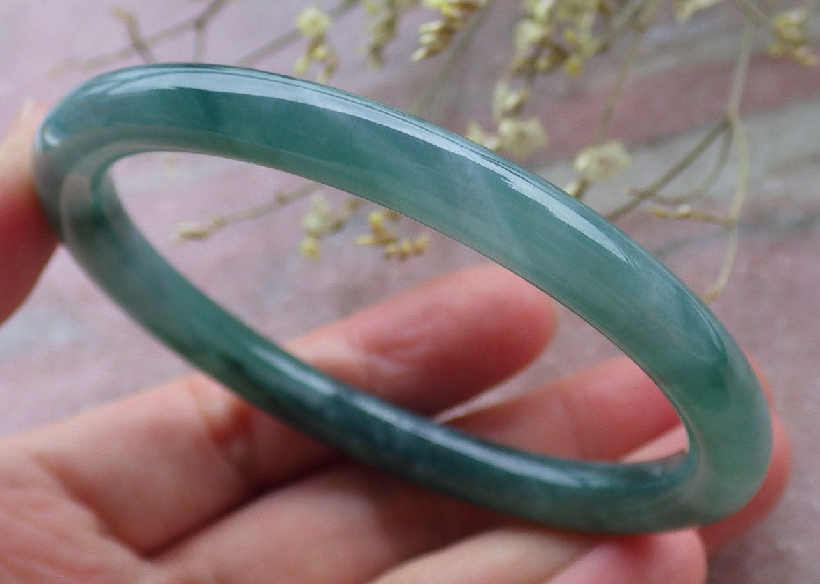 Certified Icy Green Burma 100% Natural A JADE Jadeite Circle Bangle Bracelet 57 mm 手镯 649493 TN