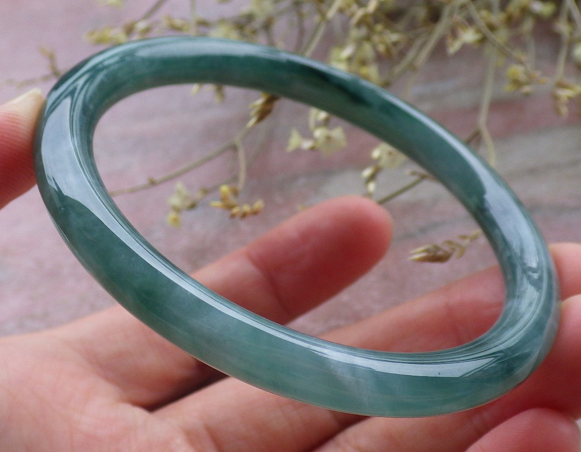 Certified Icy Green Burma 100% Natural A JADE Jadeite Circle Bangle Bracelet 57 mm 手镯 649493 TN