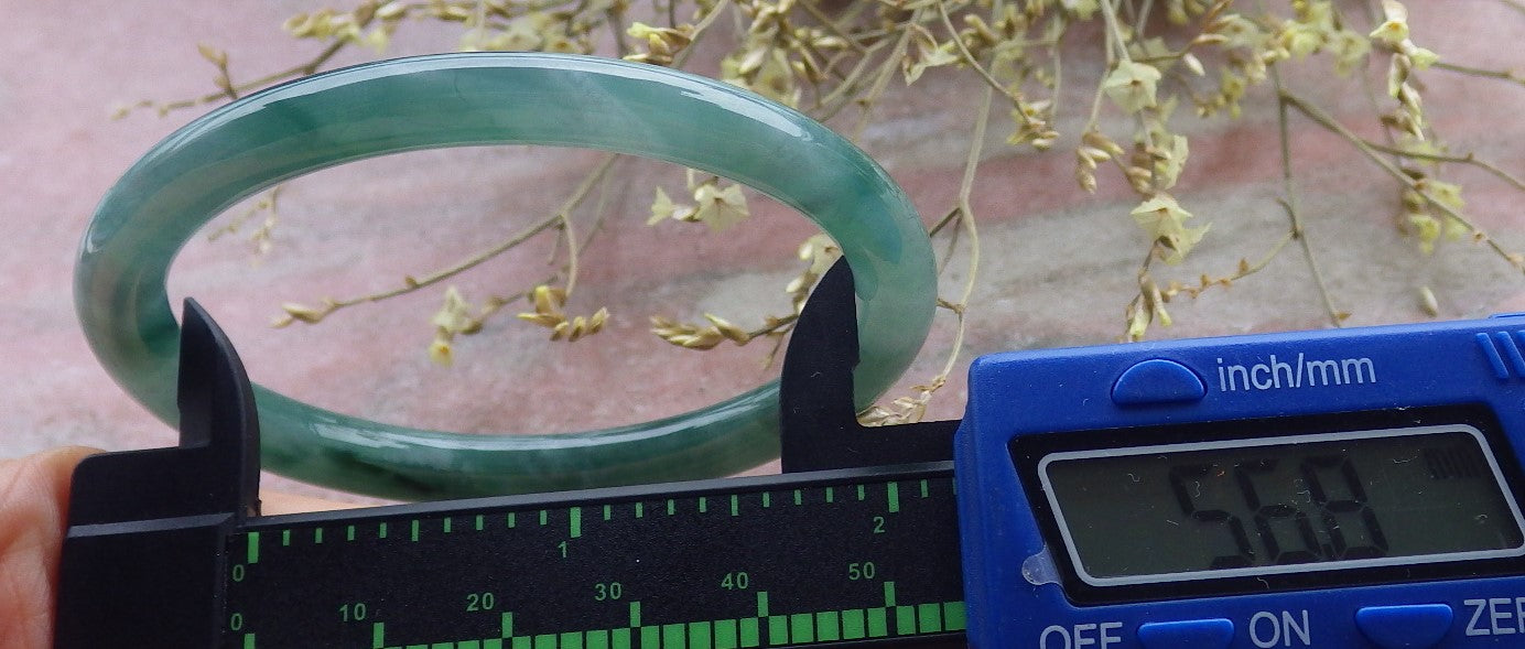 Certified Icy Green Burma 100% Natural A JADE Jadeite Circle Bangle Bracelet 57 mm 手镯 649493 TN