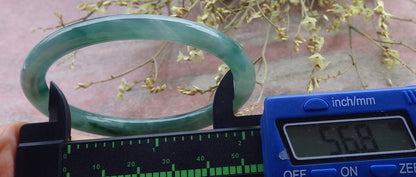 Certified Icy Green Burma 100% Natural A JADE Jadeite Circle Bangle Bracelet 57 mm 手镯 649493 TN