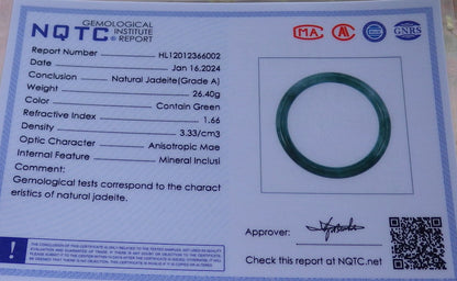 Certified Icy Green Burma 100% Natural A JADE Jadeite Circle Bangle Bracelet 57 mm 手镯 649493 TN
