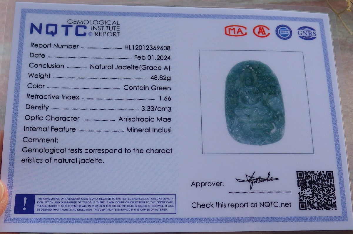 Certified Icy Green Pale Lavender Burma 100% Natural A Jade jadeite Pendant Landscape painting Guanyin Kwan Yin Tree Necklace 山水画 649514 TN