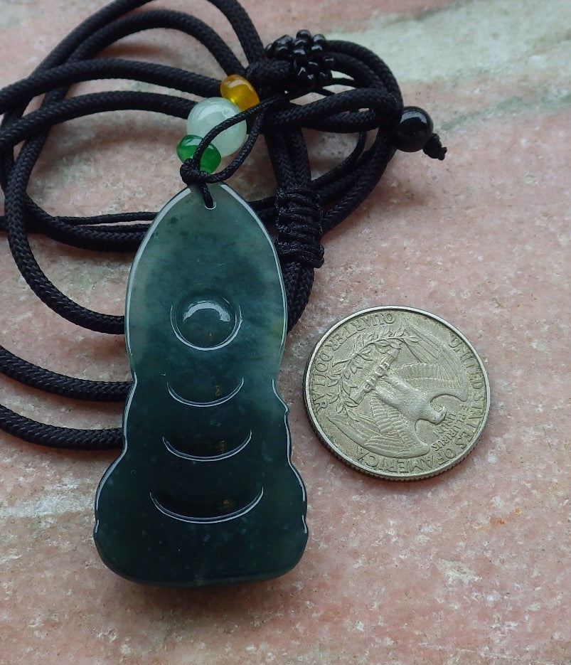 Certified Icy Green Burma 100% Natural A Jade jadeite pendant Sakyamuni Buddha God Necklace 释迦牟尼 649595 TN