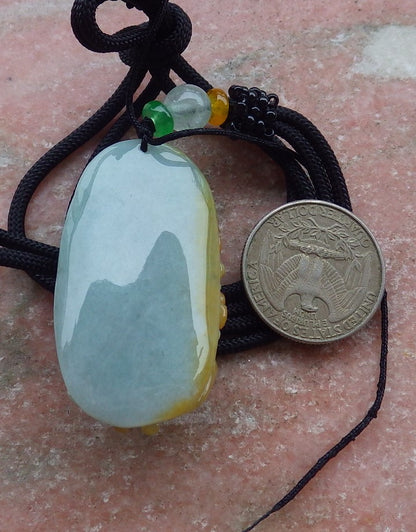 Certified Yellow Green Burma 100% Natural A Jade jadeite Pendant Deer Flower Necklace 梅花鹿 649621 TN