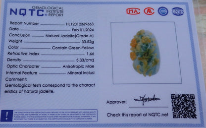Certified Yellow Green Burma 100% Natural A Jade jadeite Pendant Deer Flower Necklace 梅花鹿 649621 TN