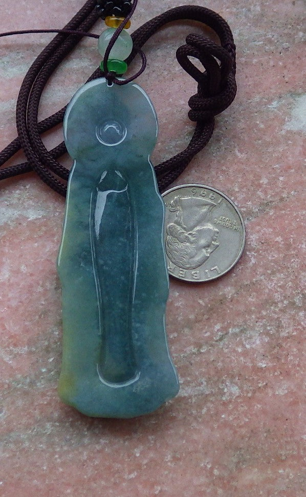 Certified Icy Green Yellow Lavender Burma 100% Natural A Jade jadeite pendant Sakyamuni Buddha God Necklace 释迦牟尼 649681 TN