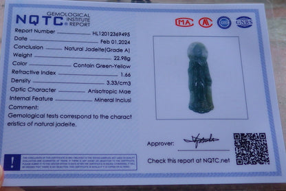 Certified Icy Green Yellow Lavender Burma 100% Natural A Jade jadeite pendant Sakyamuni Buddha God Necklace 释迦牟尼 649681 TN