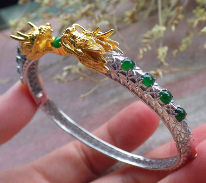 Green Silver 925 Certified Green Grade A JADE Jadeite Bead Dragon Bracelet Bracelet 649749 TN