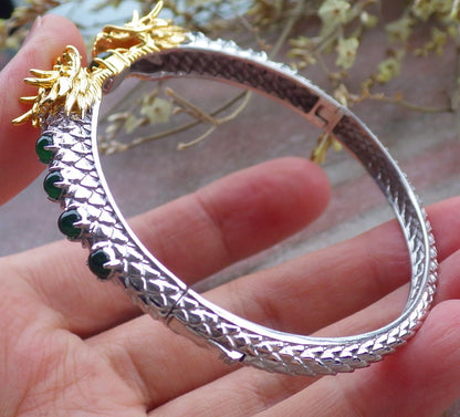 Green Silver 925 Certified Green Grade A JADE Jadeite Bead Dragon Bracelet Bracelet 649749 TN
