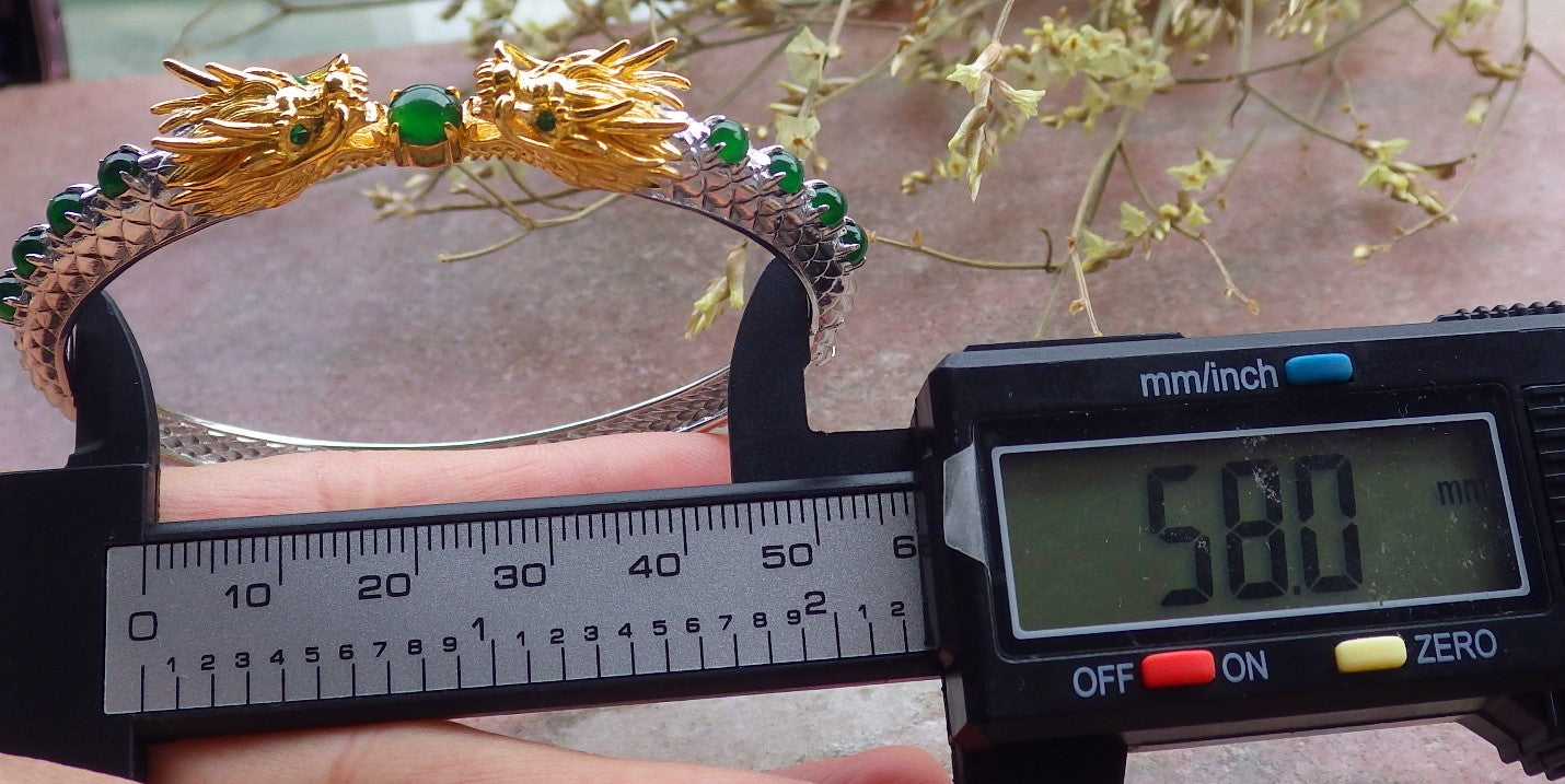 Green Silver 925 Certified Green Grade A JADE Jadeite Bead Dragon Bracelet Bracelet 649749 TN