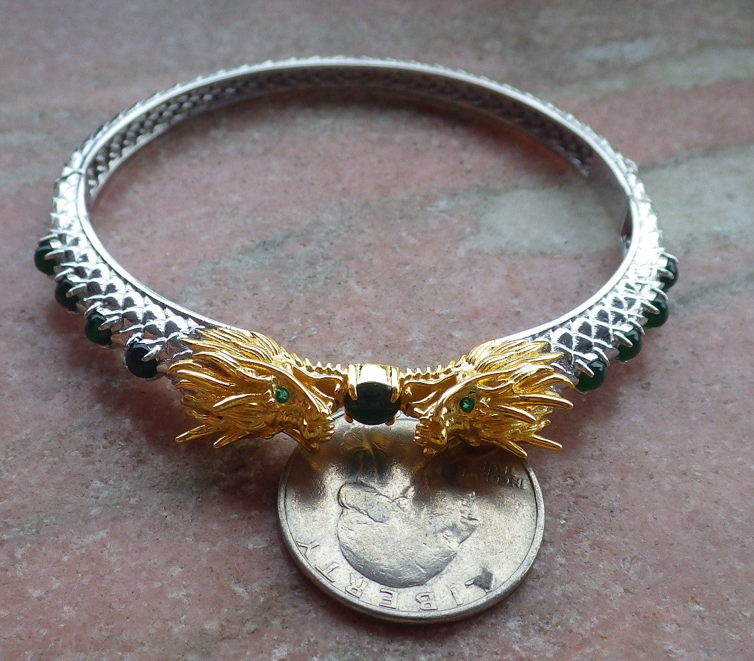 Green Silver 925 Certified Green Grade A JADE Jadeite Bead Dragon Bracelet Bracelet 649749 TN