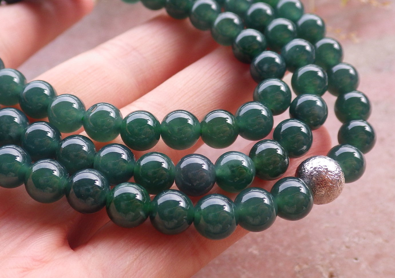 Certified Icy Green Burma 100% Natural A JADE Jadeite Bead Beads Necklace 27 inches 项链 649793 TN