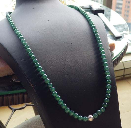 Certified Icy Green Burma 100% Natural A JADE Jadeite Bead Beads Necklace 27 inches 项链 649793 TN