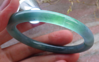 Certified Icy Green Pale Lavender Burma 100% Natural A JADE Jadeite Circle Bangle Bracelet 54 mm 手镯 649877 TN