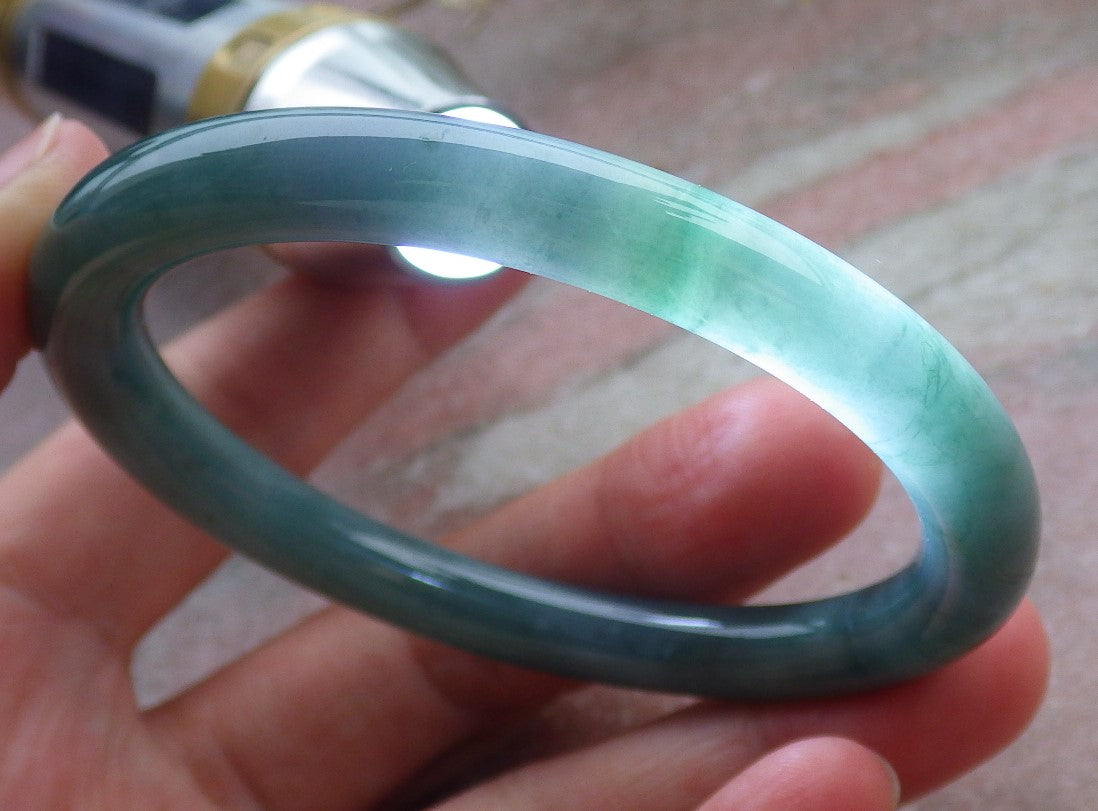 Certified Icy Green Pale Lavender Burma 100% Natural A JADE Jadeite Circle Bangle Bracelet 54 mm 手镯 649877 TN