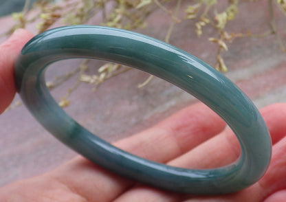 Certified Icy Green Pale Lavender Burma 100% Natural A JADE Jadeite Circle Bangle Bracelet 54 mm 手镯 649877 TN