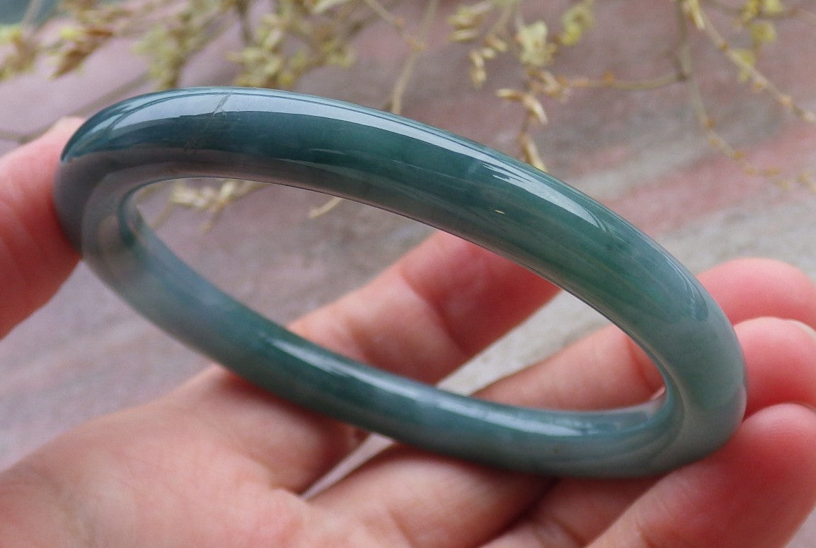 Certified Icy Green Pale Lavender Burma 100% Natural A JADE Jadeite Circle Bangle Bracelet 54 mm 手镯 649877 TN