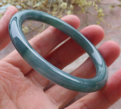 Certified Icy Green Pale Lavender Burma 100% Natural A JADE Jadeite Circle Bangle Bracelet 54 mm 手镯 649877 TN