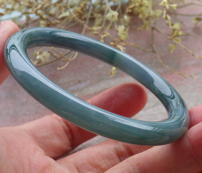 Certified Icy Green Pale Lavender Burma 100% Natural A JADE Jadeite Circle Bangle Bracelet 54 mm 手镯 649877 TN