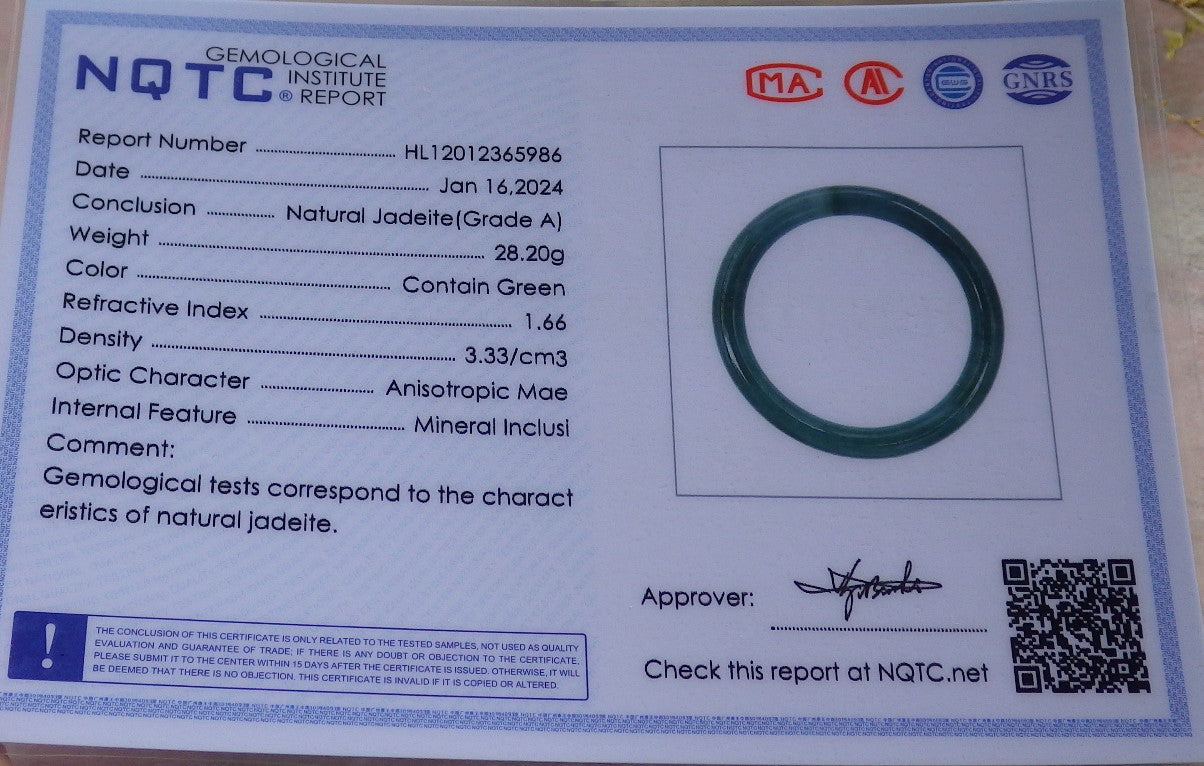 Certified Icy Green Pale Lavender Burma 100% Natural A JADE Jadeite Circle Bangle Bracelet 54 mm 手镯 649877 TN