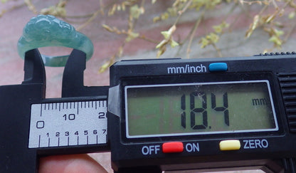 Certified Icy Green Burma 100% Natural A JADE Jadeite Dragon Pi Xiu RING USA. 8 戒指 649904 TN