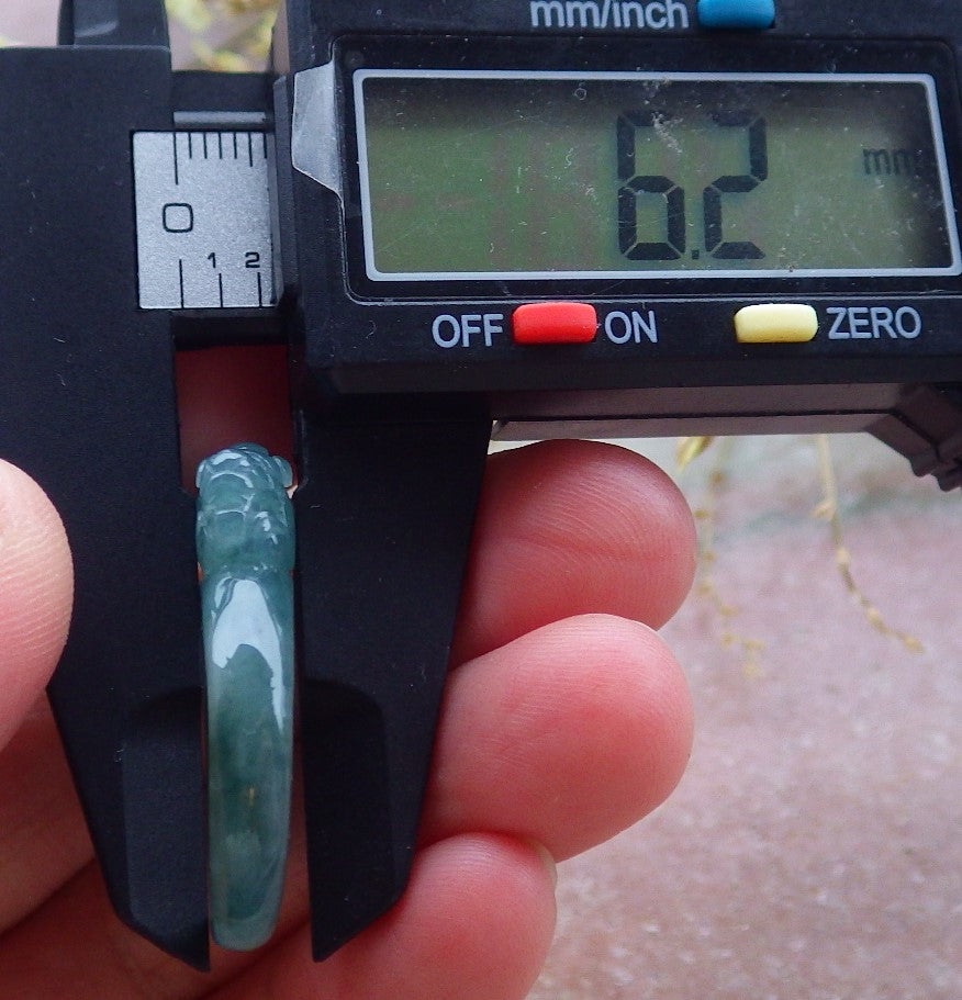 Certified Icy Green Burma 100% Natural A JADE Jadeite Dragon Pi Xiu RING USA. 8 戒指 649904 TN
