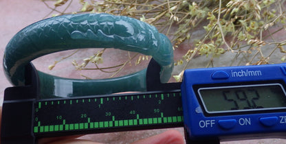 Certified Icy Green Burma 100% Natural A JADE Jadeite Dragon Bangle Bracelet 59 mm 手镯 649938 TN