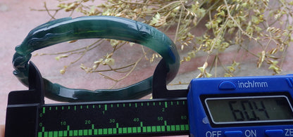 Certified Icy Green Burma 100% Natural A JADE Jadeite  Fox Bangle Bracelet 60 mm 手镯 649949 TN