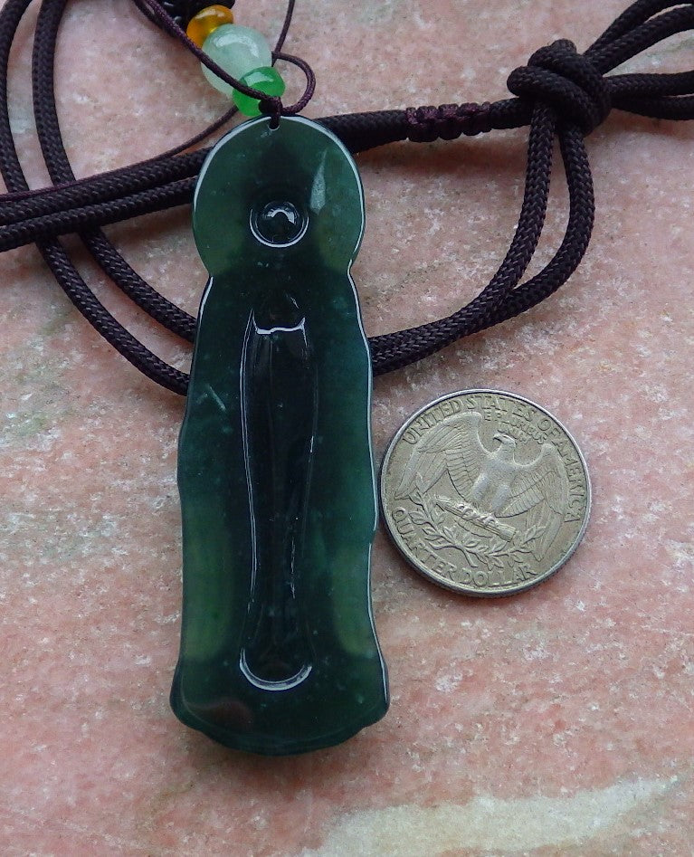Certified Icy Green Burma 100% Natural A Jade jadeite pendant Sakyamuni Buddha God Necklace 释迦牟尼 649972 TN