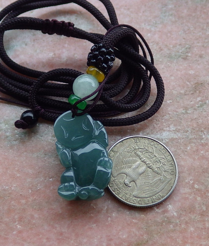 Certified Icy Green Burma 100% Natural A Jade jadeitePendant Dragon Pi Xiu Coin Ruyi Necklace 风水貔貅 650035 TN