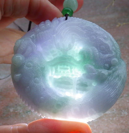 Certified Lavender Green Burma 100% Natural A Jade jadeite Pendant Dragon Mouse Rat Peanut Ruyi Necklace 望子成龙 650100 TN