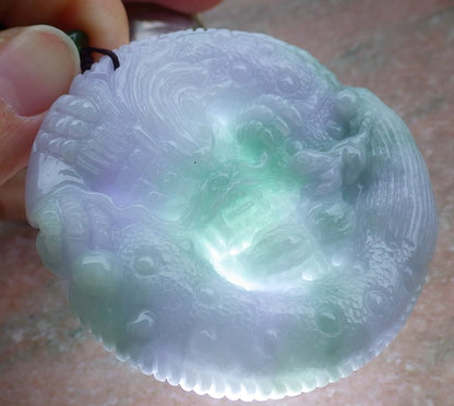 Certified Lavender Green Burma 100% Natural A Jade jadeite Pendant Dragon Mouse Rat Peanut Ruyi Necklace 望子成龙 650100 TN