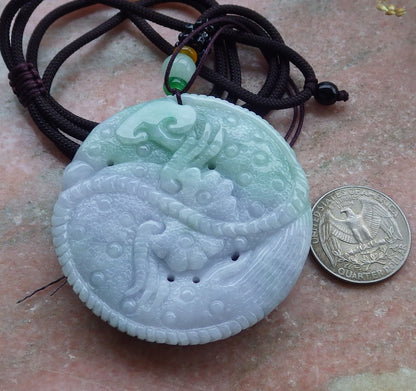 Certified Lavender Green Burma 100% Natural A Jade jadeite Pendant Dragon Mouse Rat Peanut Ruyi Necklace 望子成龙 650108 TN