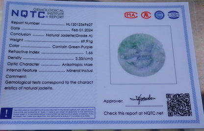 Certified Lavender Green Burma 100% Natural A Jade jadeite Pendant Dragon Mouse Rat Peanut Ruyi Necklace 望子成龙 650108 TN