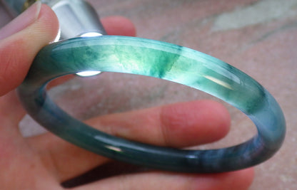 Certified Icy Green Burma 100% Natural A JADE Jadeite Circle Bangle Bracelet 57 mm 手镯 650137 TN