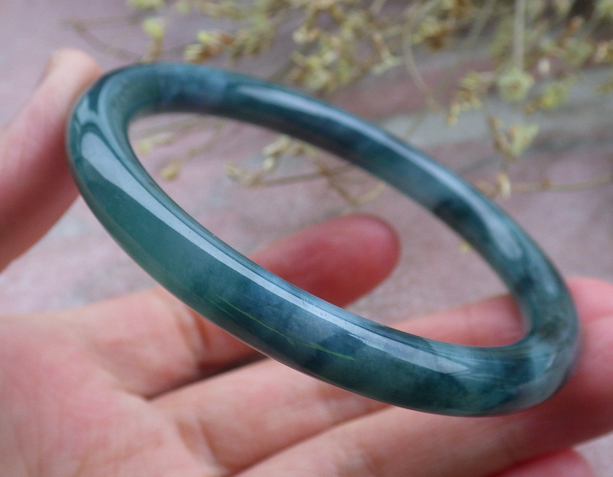 Certified Icy Green Burma 100% Natural A JADE Jadeite Circle Bangle Bracelet 57 mm 手镯 650137 TN