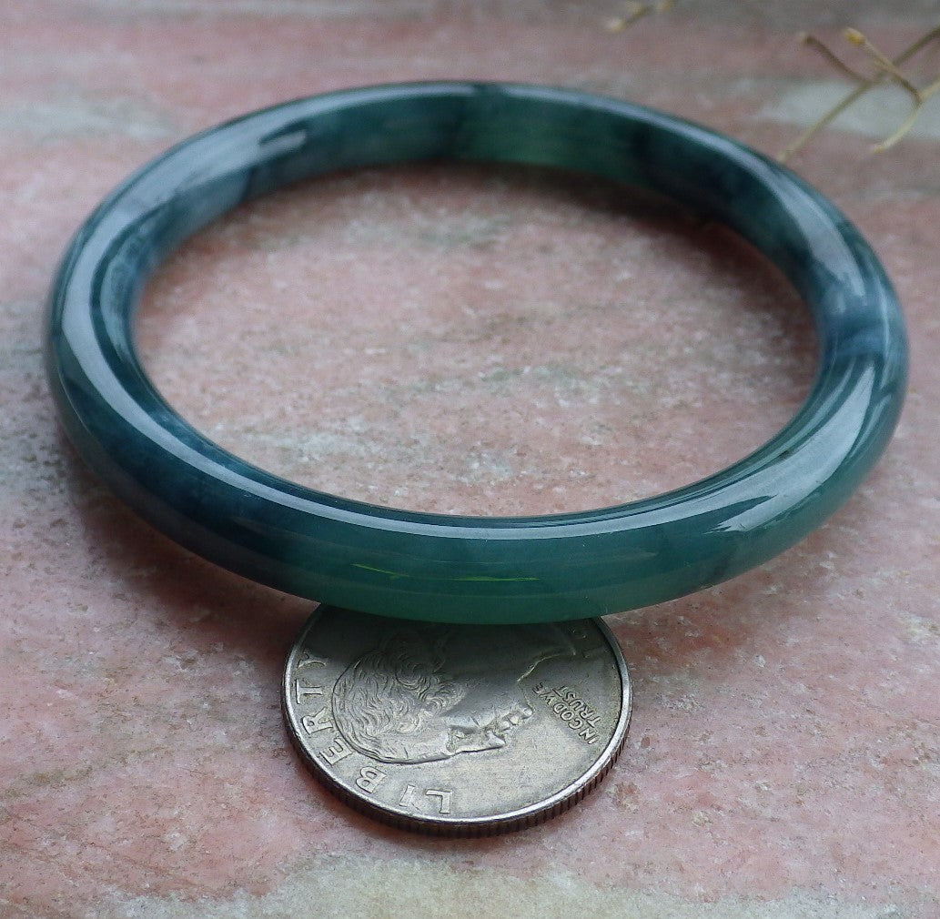 Certified Icy Green Burma 100% Natural A JADE Jadeite Circle Bangle Bracelet 57 mm 手镯 650137 TN