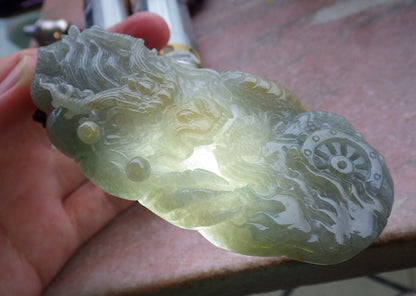 Certified Yellow Burma 100% Natural A Jade jadeite Pendant Dragon Bead Necklace 生意兴隆 650222 TN