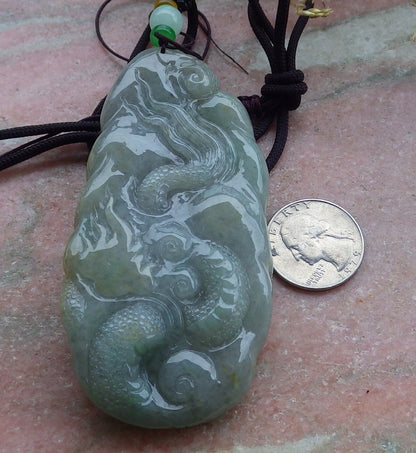 Certified Yellow Burma 100% Natural A Jade jadeite Pendant Dragon Bead Necklace 生意兴隆 650222 TN