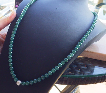 Certified Icy Green Burma 100% Natural A JADE Jadeite Bead Beads Necklace 27 inches 项链 640278 TN