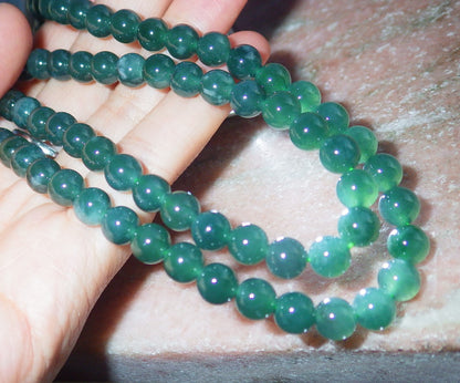 Certified Icy Green Burma 100% Natural A JADE Jadeite Bead Beads Necklace 27 inches 项链 640278 TN