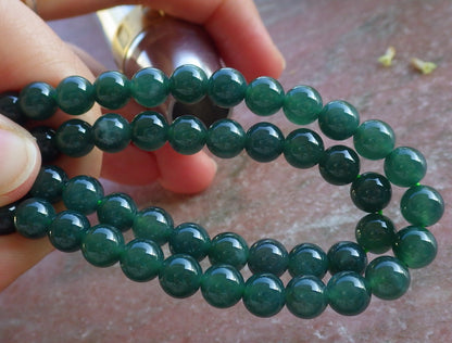 Certified Icy Green Burma 100% Natural A JADE Jadeite Bead Beads Necklace 27 inches 项链 640278 TN