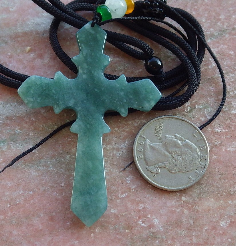 Certified Icy Green Burma 100% Natural A Jade jadeite Pendant Jesus Cross Necklace 十字架 650286 TN