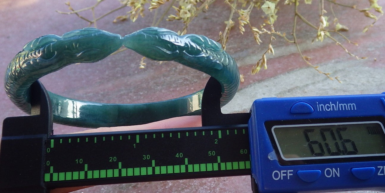 Certified Icy Green Burma 100% Natural A JADE Jadeite Snake Bangle Bracelet 61 mm 手镯 650300 TN
